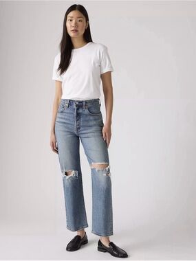 Levi’s Ribcage Straight Leg Ankle Distressed Jeans Size 29